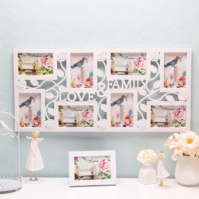 6 inch 8 hole family & love pastoral combination rose Wall decorative painting photo frame cross-border hot gifts