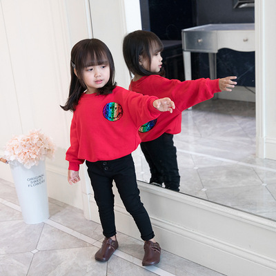 Sweater Girls 2019 new pattern Korean Edition Long sleeve T-shirts Easy Smiley baby In a sweater Children Base coat spring clothes