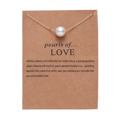 欧美首饰Pearls of LOVE纸卡珍珠合金项链 韩版简约饰品 低价批发