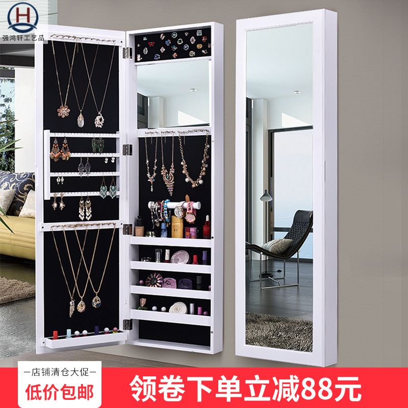 Wholesale solid wood fitting floor mirror bedroom storage mirror