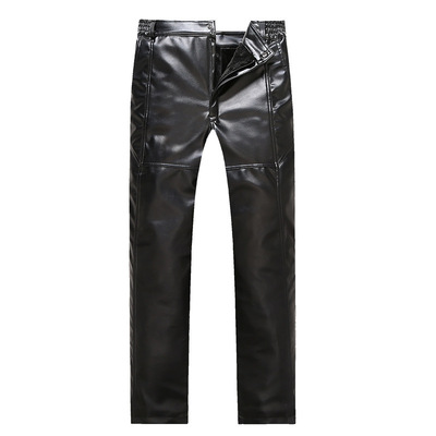 Autumn and winter Middle and old age Leather pants Plush thickening keep warm man trousers dad Easy Windbreak PU Motorcycle Pants