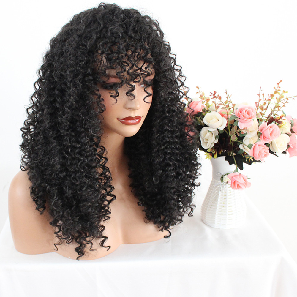 Fashion Afro Curly Wig Black Synthetic Short Full Wig African American