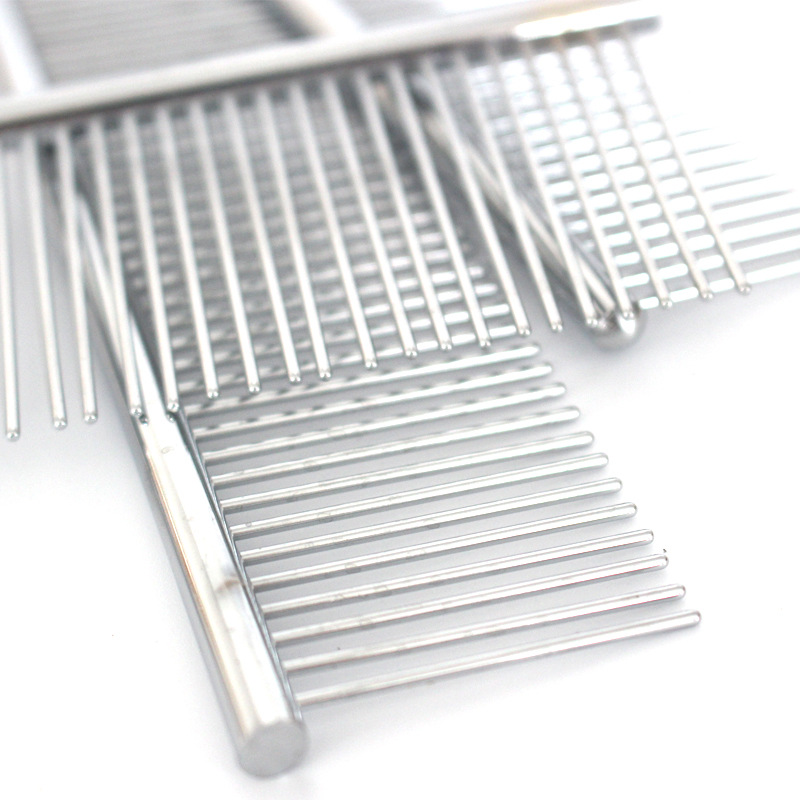 Pet peine gato y perro belleza peine de acero inoxidable peine recto densidad de doble uso suministros para mascotas