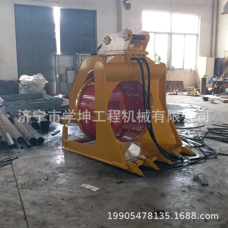 现货销售旋转筛网斗 滚筒筛分斗 挖机分拣属具