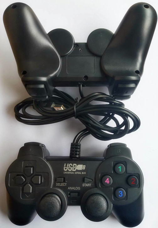 Fábrica en stock Ventas Directas usb208 negro dobles solo mango de choque PC manija del juego de ordenador