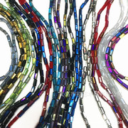 仿进口3*6mm水晶玻璃平面长方形珠中孔四方柱压型方片散珠diy饰品