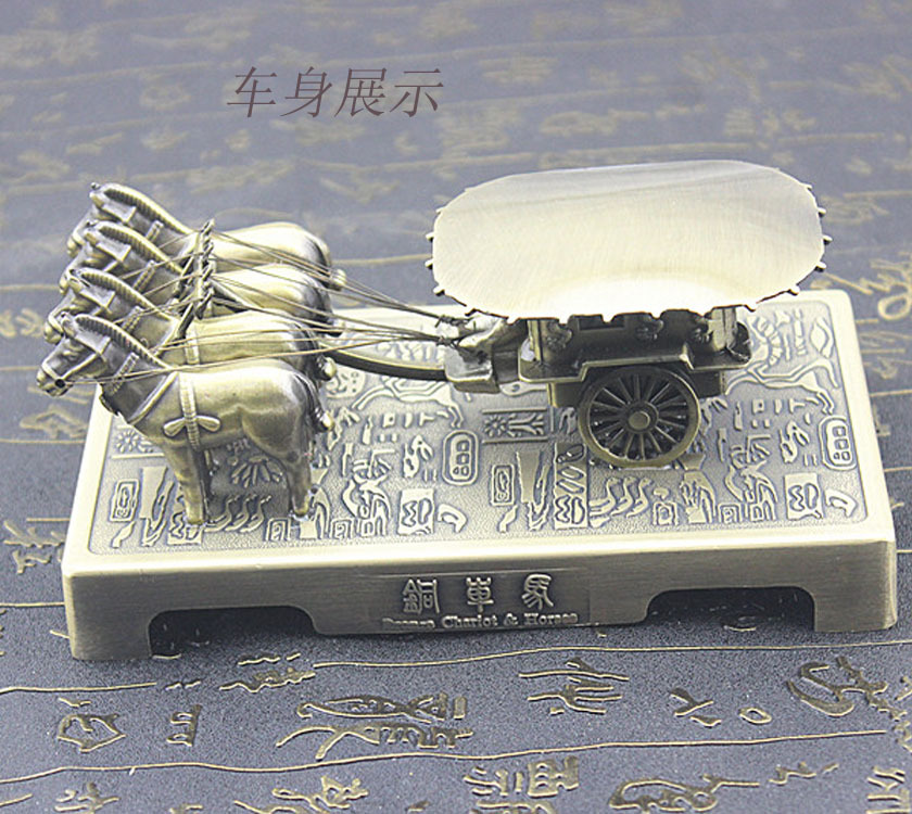 兵马俑摆件旅游工艺品供应锌合金车马纪念品 秦始皇铜车马工艺品