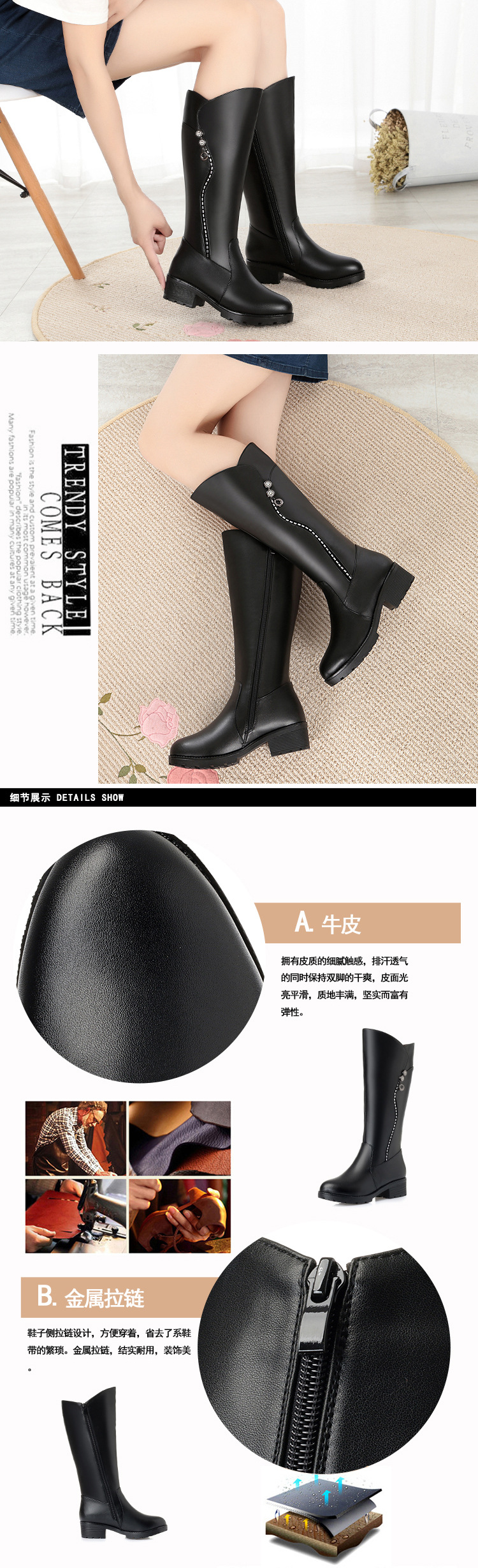 Bottes femme QI ZHONGQI en En cuir - Ref 3355062 Image 9