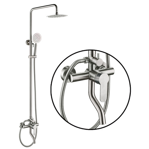 304 stainless steel small aircraft shower set hot and cold brushed lifting top spray bath shower faucet