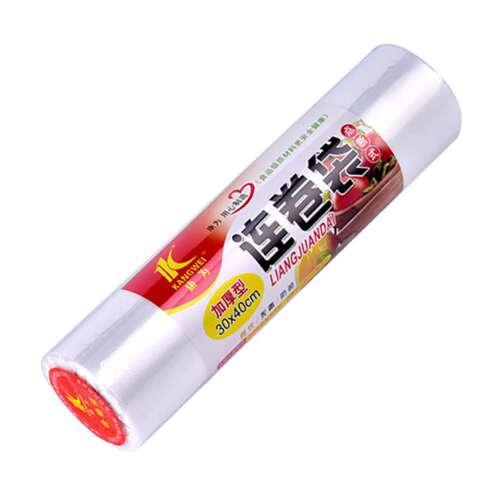 Kangwei flat mouth continuous roll bag 1kg supermarket disposable PE plastic bag point-breaking flat mouth thickened shopping food