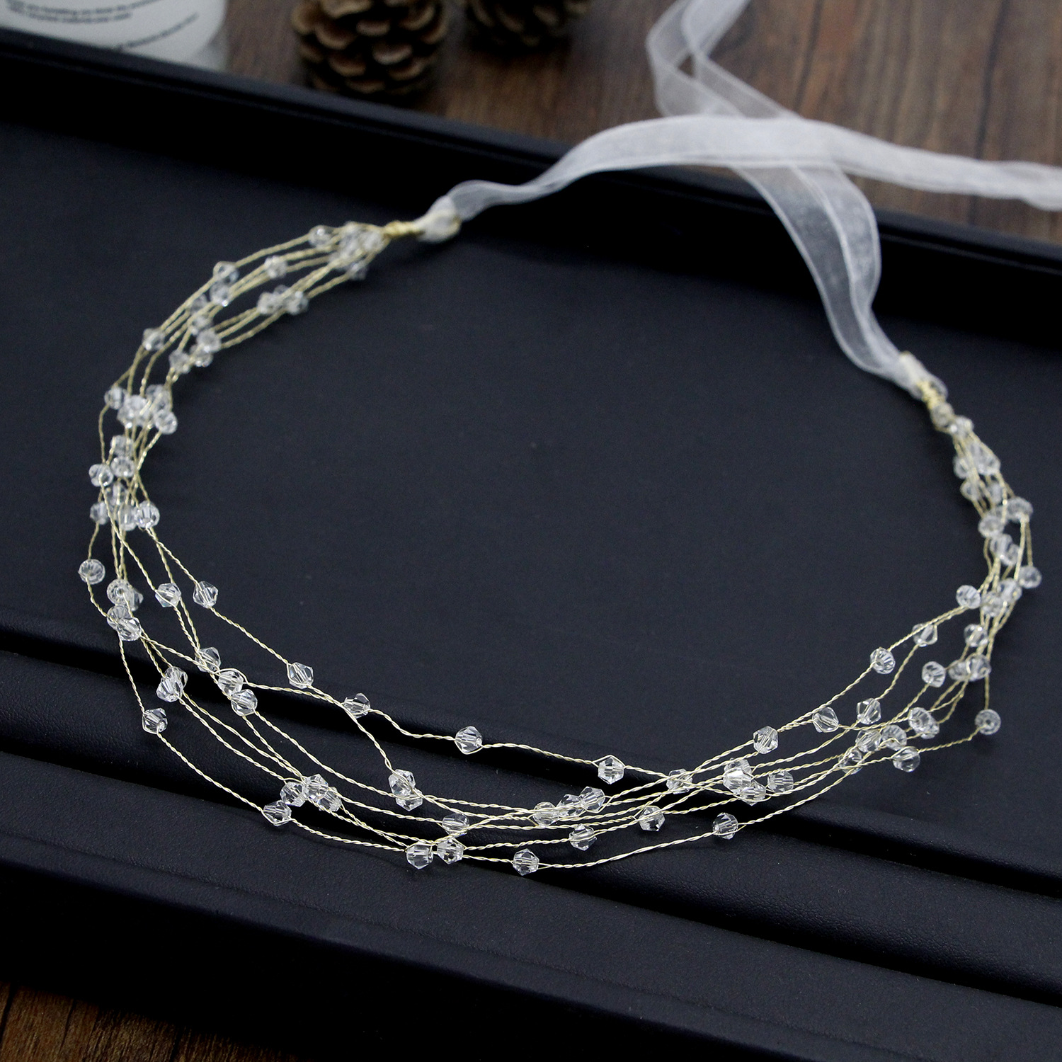 Bride Makeup Headgear Hair Accessories Beaded Multi-layer Crystal Headband display picture 3