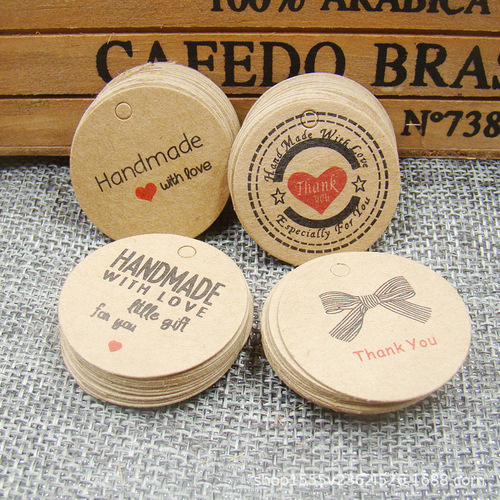 Kraft paper round flower-shaped hang tag Thank you baking tag color identification card product hand-painted business card