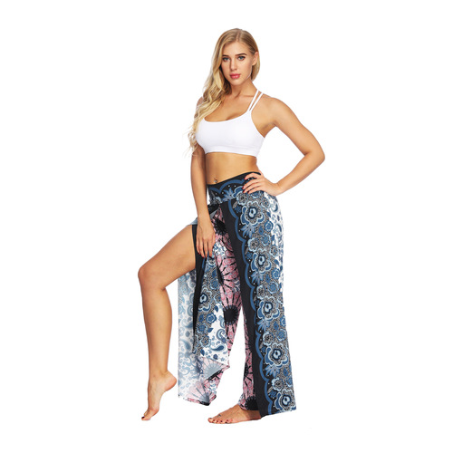 European and American casual pants, Thai Indonesian style printed wide leg pants for women, Bohemian fitness yoga pants, sportswear for women