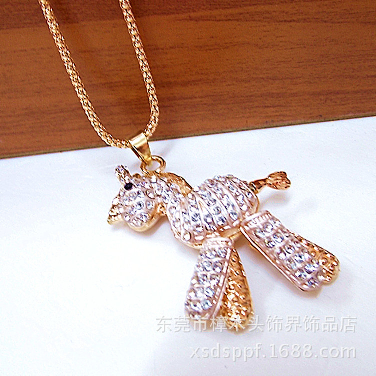 奥地利水晶超闪亮满钻小马毛衣链 服饰搭配长款项链 百搭休闲