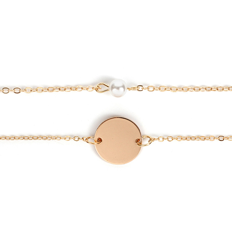 Geometric Pattern Women'S Gender Fashion Style New Fashion Bohemian Style Clavicle Chain Choker Pearl Multilayer Necklace For Women