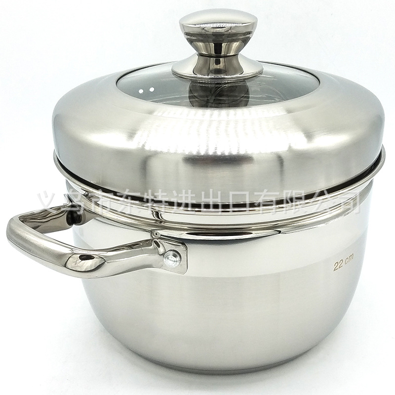 Factory direct sales of stainless steel steamers with thickened bottoms, soup POTS, Japanese double-layer induction cookers, universal steamers, gift steamers detail image 4