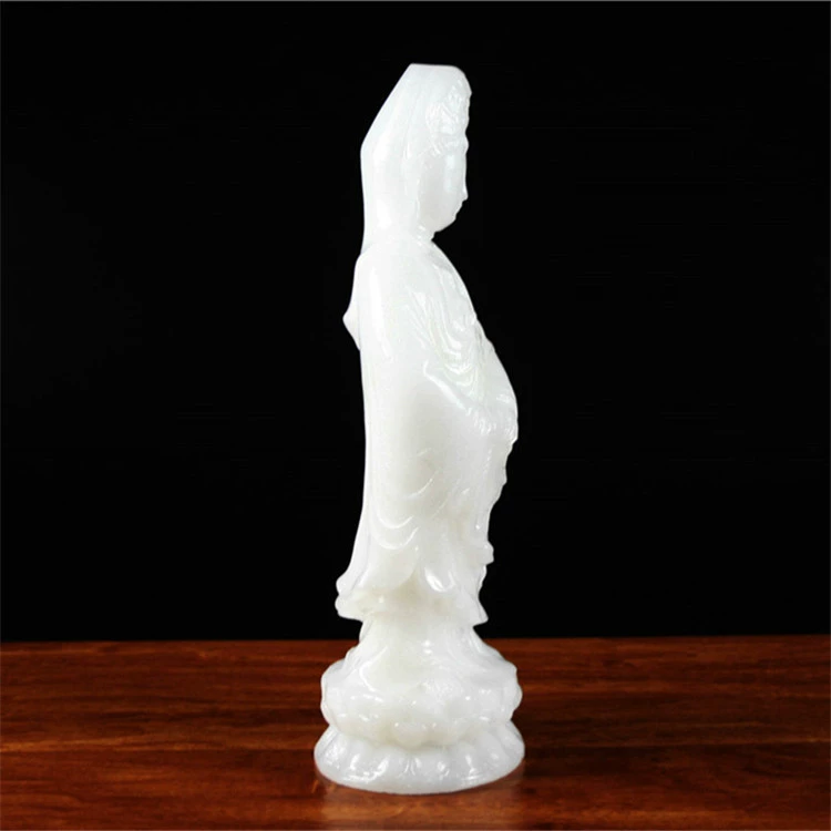 Afghan jade Guanyin ornaments White jade Twisted Guanyin South China Sea Guanyin Bodhisattva home ancestral hall jade ornaments