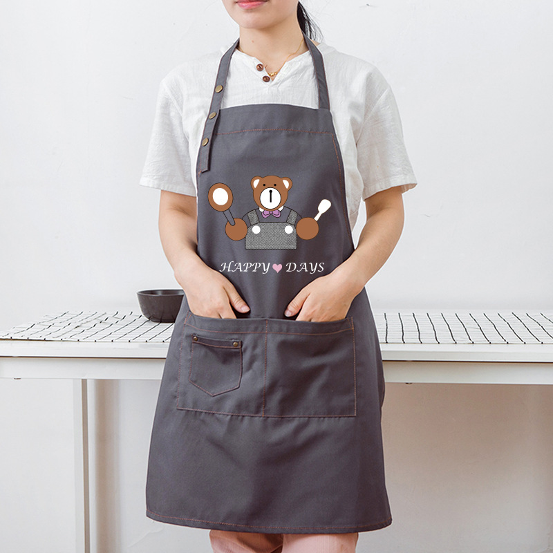 Estilo coreano adulto pareja de dibujos animados sin mangas tela casa cocina hornear delantal cocinero de la cintura de los hombres y las mujeres sobretodo