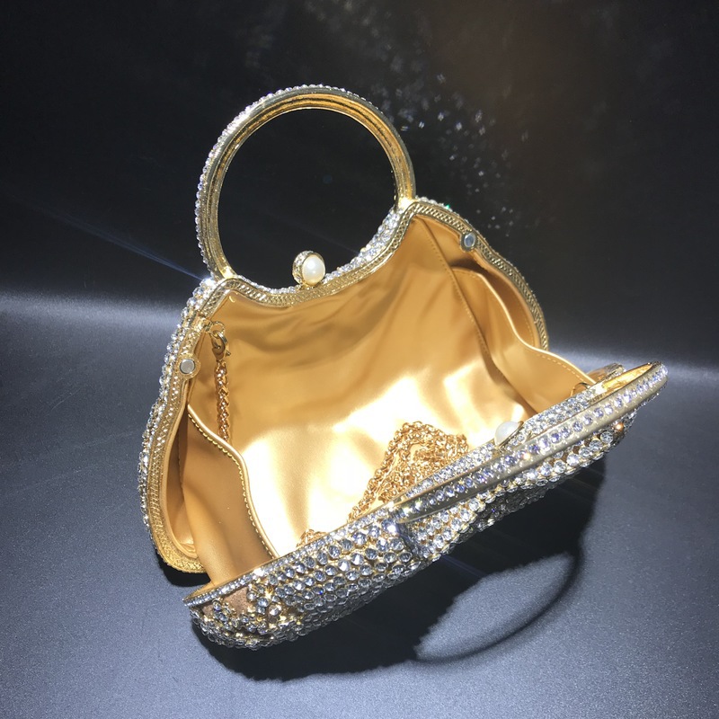 Túi clutch nữ đính kim cương giả dự tiệc cao cấp kích thước 23x12x6 cm — Màu đen chi tiết 50