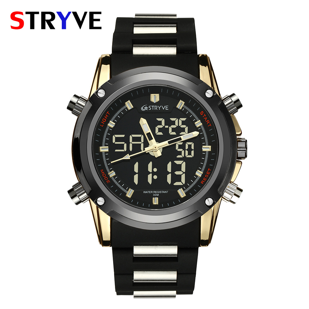 Stryve nuevos hombres electrónicos reloj deportivo impermeable multifuncional estudiante reloj cuarzo puntero reloj 8009