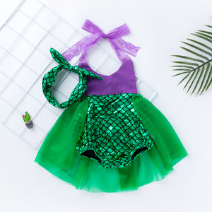 Girl Mermaid bud suspender dress