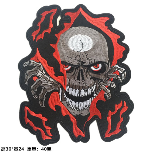 Estilo europeo y americano cráneo pegatinas de tela bordado estilo de la Universidad Ropa Decoración calcomanías fresco motocicleta fantasma cabeza reparación subsidio