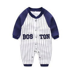 Baby one-piece cotton long-sleeve clothes for spring and autumn, newborn baby clothes for 0-1 year old, sleepwear with baseball cap