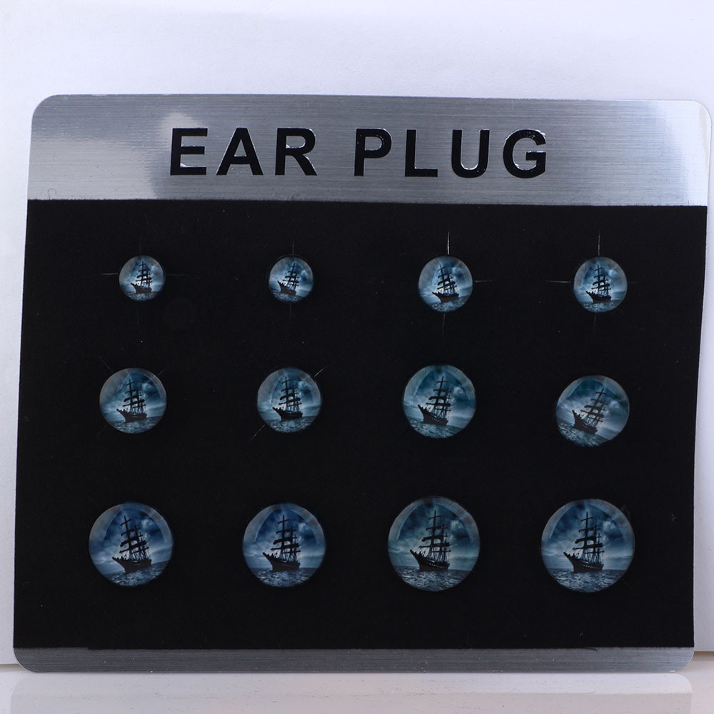 Trendy Punk Acrylic Ear Gauges Dropping Oil Logo Cylindrical Pulley Ear Expansion Tunnels 2022 Summer detail image 7