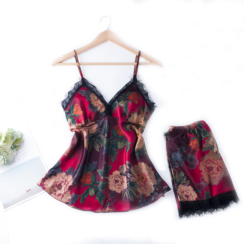 2018新款秋季睡衣 東逮碎花款家居服睡衣 個性時尚吊帶性感睡裙