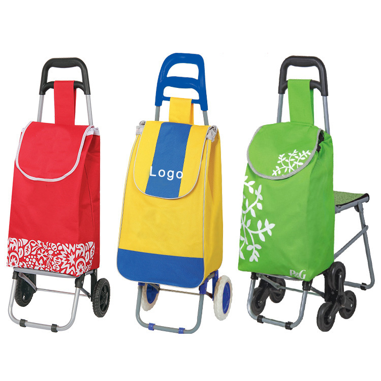 厂家批发印广告老年买菜超市便携爬楼梯小手拉杆推拖车折叠购物车|ru