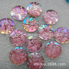 16mm electroplating AB colorful flower round flat diamond with pattern round acrylic diamond flat bottom plastic drill