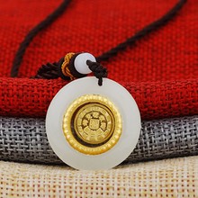 金镶玉批发 新疆和田玉镶足金 八卦会销活动礼品批发吊坠配饰