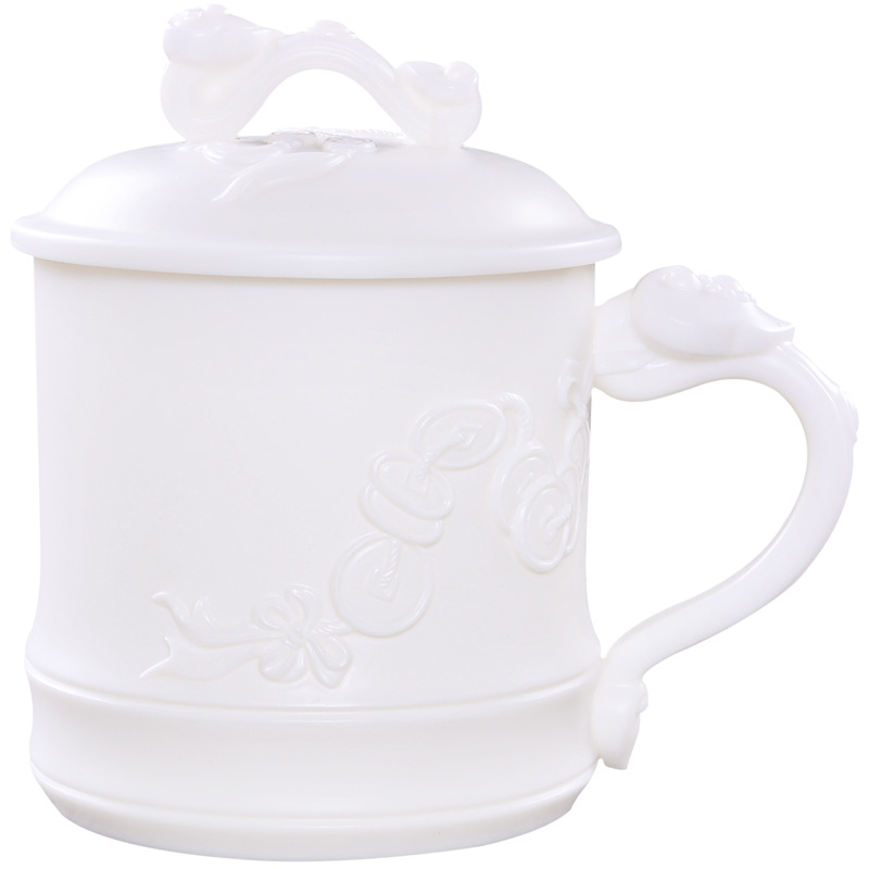 Ganar artesanía moral blanco Ruyi Oficina taza ovejas grasa Jade cerámica Presidente Oficina reunión taza regalo