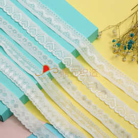 新款针机牙边花边松紧带 爱心桃织带 鱼丝超薄花边弹力带三角牙带