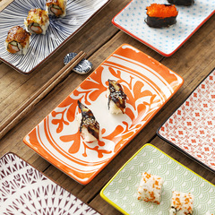 Creative Nordic style underglaze ceramic tableware restaurant rectangular sushi fruit plate home snack shallow flat plate dish