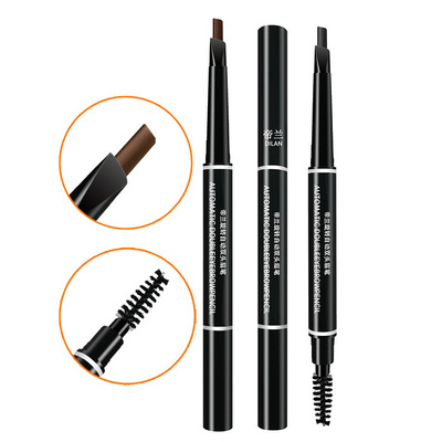 厂家直销双头眉笔防水防汗不晕染带刷眉笔三角头两用自动旋转眉笔|ru