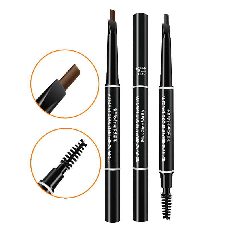 厂家直销双头眉笔防水防汗不晕染带刷眉笔三角头两用自动旋转眉笔|ru