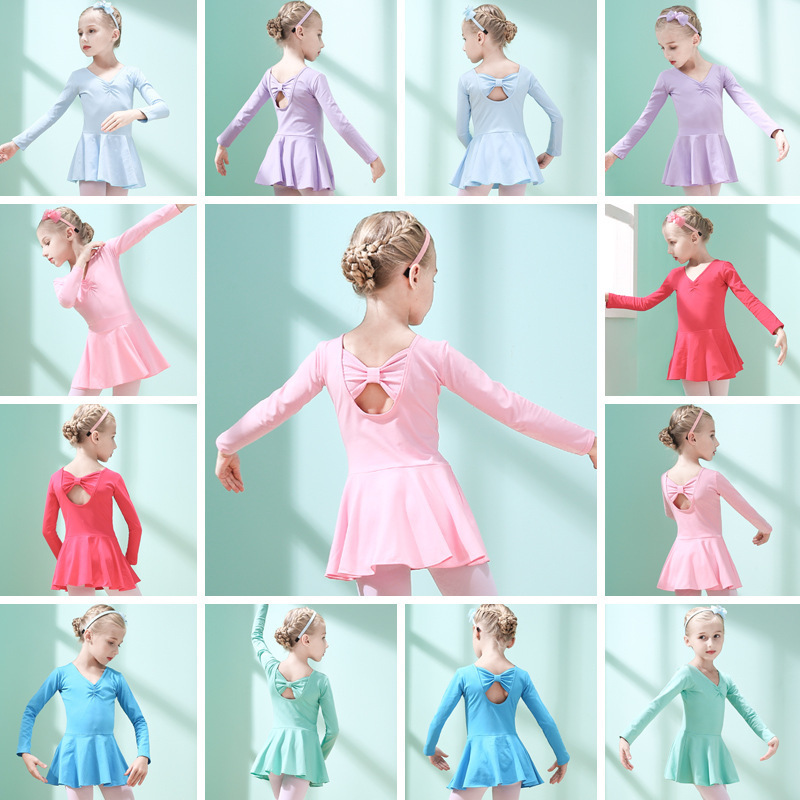 A generation of fat children Dance Costume Autumn and winter Long sleeve girl Dance skirt a juvenile Uniforms Ballet skirt