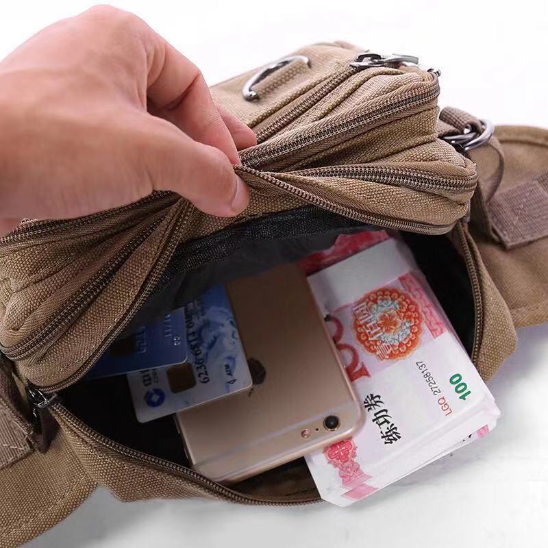 休闲帆布包 男围腰户外休闲收银包多功能手机零钱包生意厂家批发详情图12