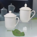 纯白会议礼品陶瓷杯带盖陶瓷办公杯logo定制促销礼品 广告