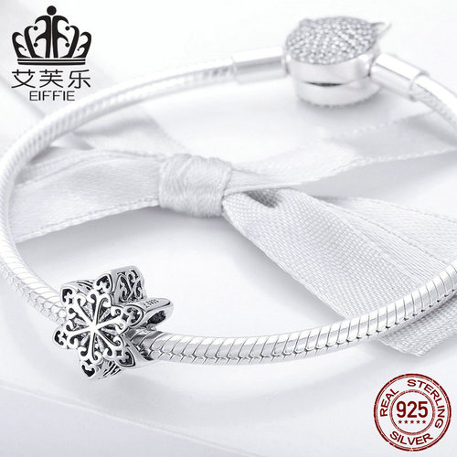 Avle foreign trade supply winter snowflake gift for girlfriend S925 sterling silver bracelet silver beads SCC719