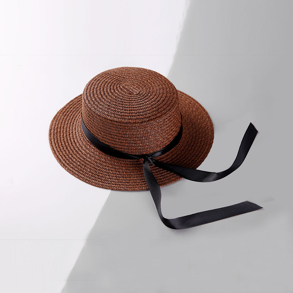 245g Weight Anniversary, Business, Wedding, Birthday Occasion Solid Color Pattern Unisex Gender Basic Style White Color Knotted Ribbon Outdoor Sunscreen Straw Hat 3
