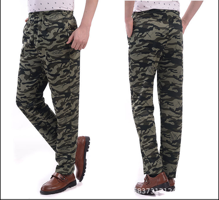 Men's Outdoor Casual Pants Straight Loose Overalls Pants Spring and Autumn Men's Polyester Cover Polyester Camouflage Sports Pants