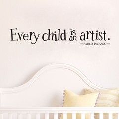 廠家跨境新款英文Every child is an artist 兒童房精雕牆貼KS174