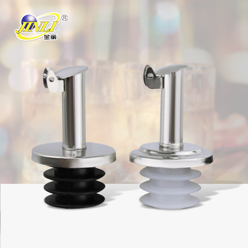 Manufacturer wholesale stainless steel oil bottle stopper 3.2cm diameter automatic lid silicone wine stopper supports formulation