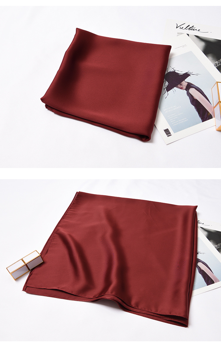 123g Weight Silk Scarf Classification Daily Occasion Satin Material Solid Color Pattern Summer, Spring, Autumn Season Women'S Gender Simple Style Style Women's Simple Style Solid Color Satin Silk Scarves 14