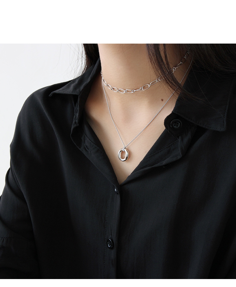 Yh046 Korean Style S925 Sterling Silver Necklace Ins Simple Personality Chain Necklace Choker Necklace All-match Silver Accessories display picture 2