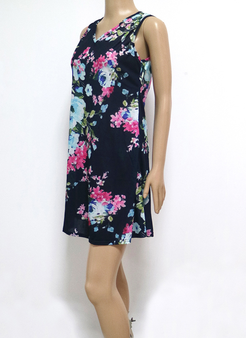 Sleeveless Floral Print Mini Dress Trendy Summer Style Versatile for Casual Outings Wholesale Available