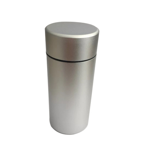 Long titanium alloy and aluminum tea can with spiral lid round metal can with sandblasted finish as a smoking pipe