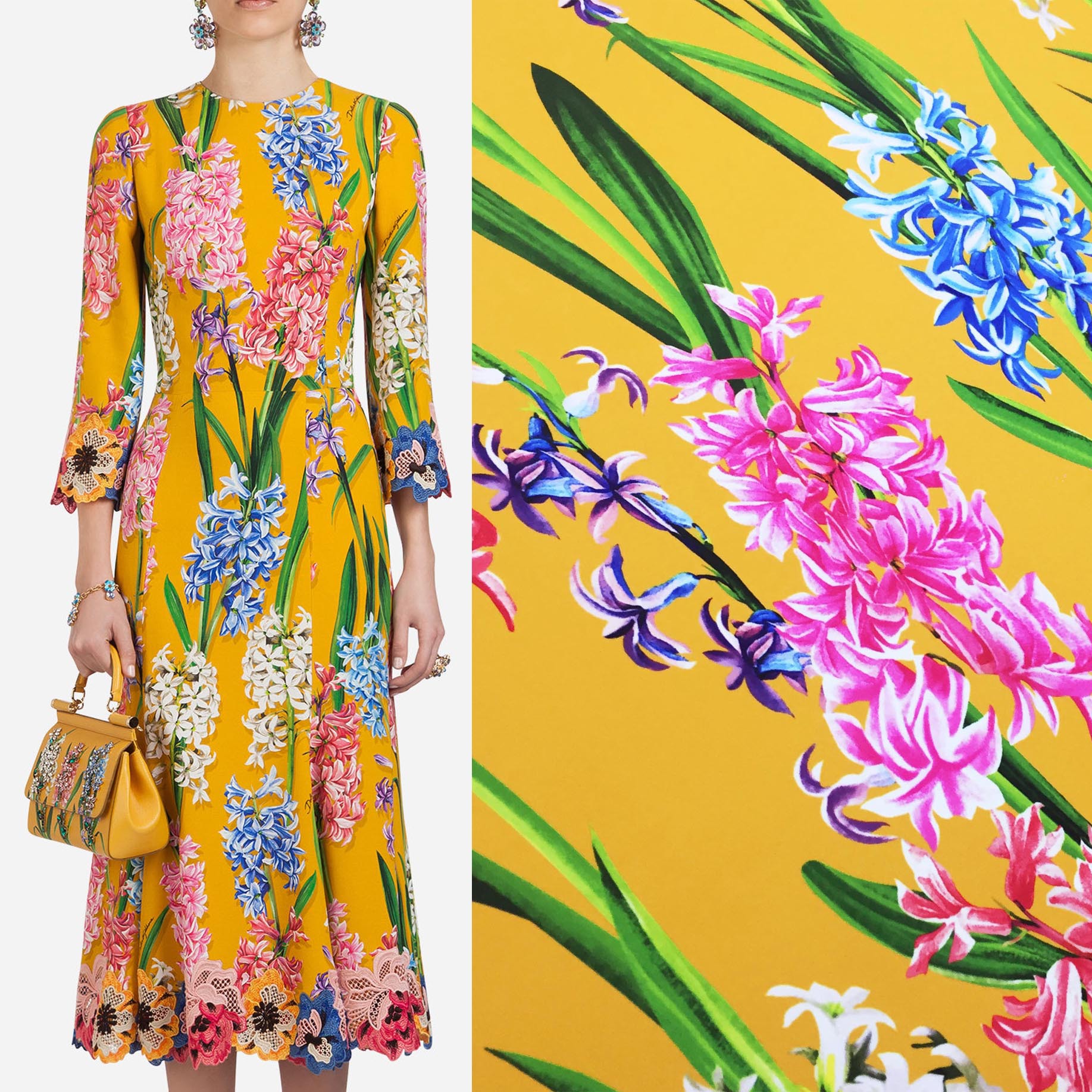 18 Autumn and winter new pattern Big Same item Hand drawn Hyacinth printing cloth machining Digital printing Fabric